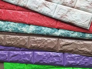 Purple white 3d brick wallpaper PE foam wall stickers for home decoration