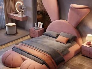 Pink Rabbit Single Bed - New Design Princess Kids Bed for Children's Bedroom
