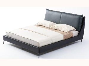 Serie Minimalist Leather Bed - Designer Double Bed for High-End Villa Master Bedroom