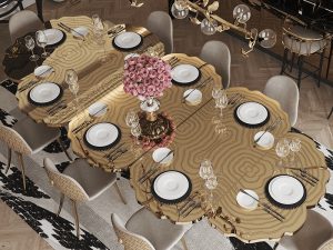 Italian Light Luxury Stainless Steel Dining Table – Modern Creative Alien Design
