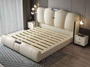 Italian Light Luxury Leather Double Bed - Elegance and Comfort for Your Bedroom