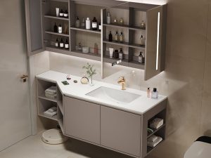 Cream Bathroom Cabinet - Elegant and Combined Storage Solution