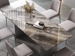 High-End Rectangular Marble Dining Table – Light Luxury for Sophisticated Spaces