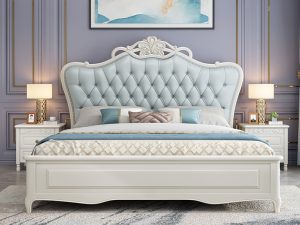 American Light Luxury Solid Wood Bed - Elegant and Durable Bedroom Furniture