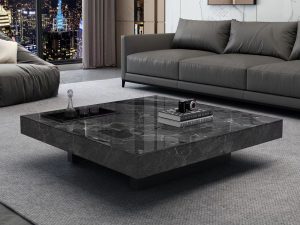 Italian Minimalist Venice Brown Marble Coffee Table – Elegant & Luxurious