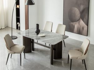 Minimalist Natural Marble Dining Table – Timeless Elegance for Modern Spaces