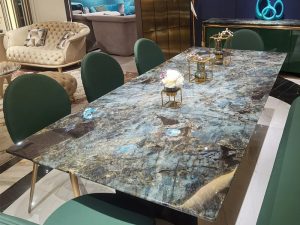 Blue Emerald Luxury Table – Sapphire Natural Marble Long Square Dining Table